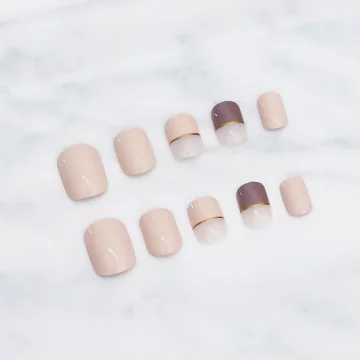 暖膚棕法式拼色亮面×穿戴式手指甲片×二十四入.avif