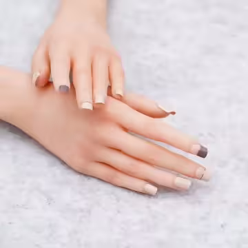 暖膚棕法式拼色亮面×穿戴式手指甲片×二十四入