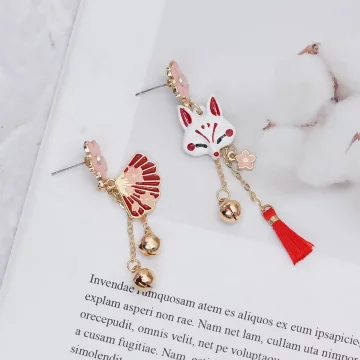 櫻花摺扇小狐狸×不對稱吊墜耳環.avif