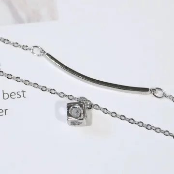 925銀飾×撲克方塊鋯石彎管×雙層手鍊 .avif