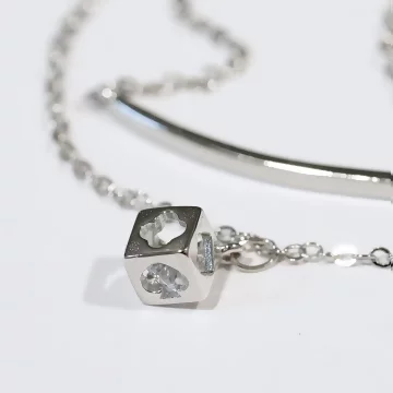 925銀飾×撲克方塊鋯石彎管×雙層手鍊 .avif