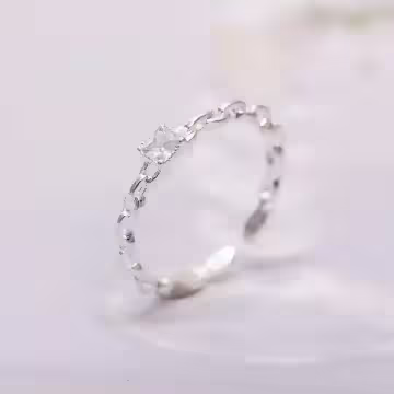 925銀飾×方鑽鍊條枷鎖×開口戒指