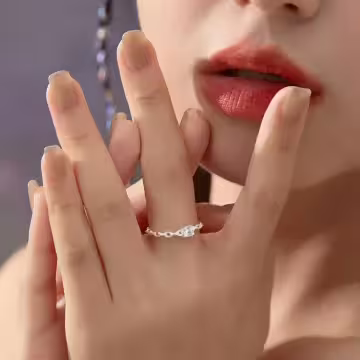 925銀飾×方鑽鍊條枷鎖×開口戒指