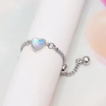 月光石愛心&times;可調節戒指