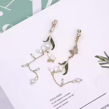 鈴蘭花蝴蝶飛×不對稱螺旋耳夾