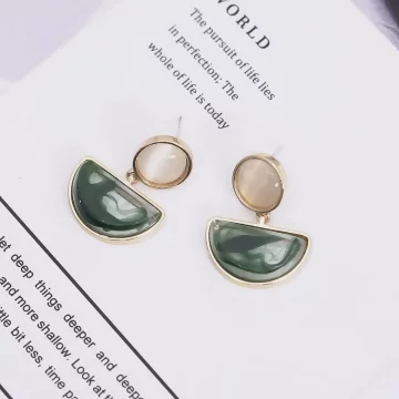 半圓煙綠泫染貓眼石×吊墜耳環.avif