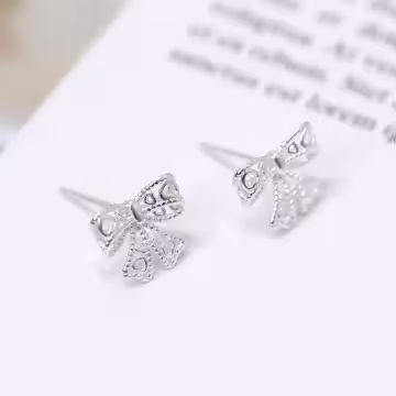 925銀針×鏤空蕾絲蝴蝶結×耳環