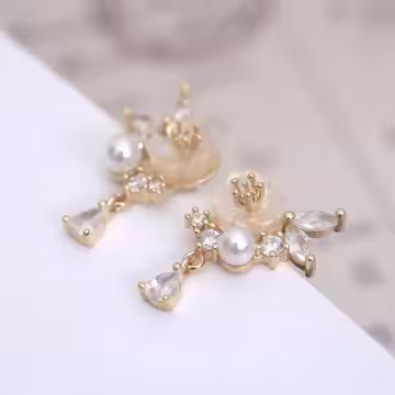 梅花閃鑽淚滴×吊墜耳環