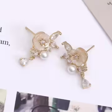 梅花閃鑽淚滴×吊墜耳環