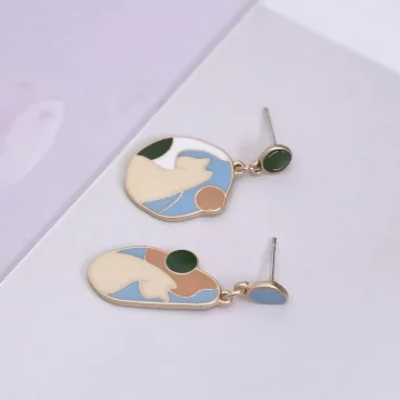 萌趣抽象小貓咪×不對稱吊墜耳環.avif