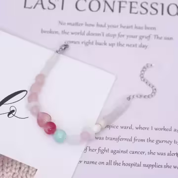 彩色水晶串珠貝殼×手鍊