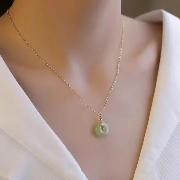 綠古典簡約平安扣×抽拉鎖骨項鍊.avif