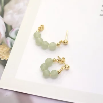 綠玉串珠×後掛式耳環×共二色.avif