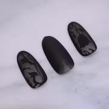 黑玫瑰蕾絲霧面×穿戴式手指甲片×二十四入
