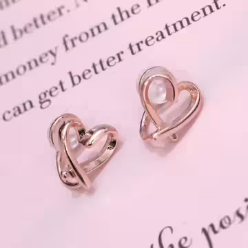 玫瑰金愛心&times;U型耳夾