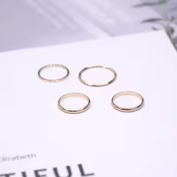 鎖鍊簡約指環×七套件戒指組×金色