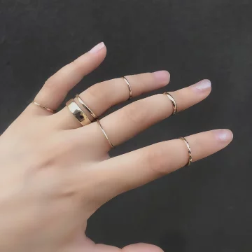 鎖鍊簡約指環×七套件戒指組×金色.avif