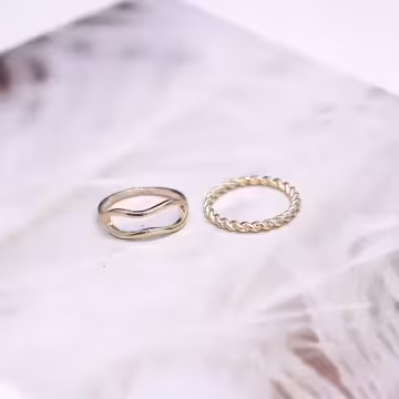 金六角白貝不規則×四套件戒指組