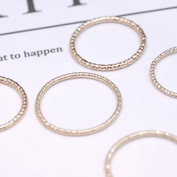 麻花圓圈細環×十套件戒指組×金色.avif