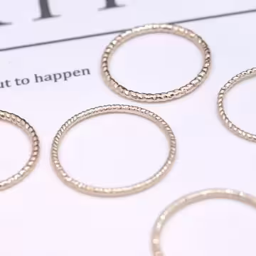 麻花圓圈細環×十套件戒指組×金色