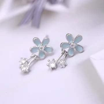 925銀針×五瓣小藍花垂鑽×吊墜耳環.avif
