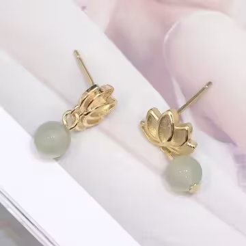 金蓮花綠珠&times;吊墜耳環