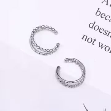 雙層簡約小圓珠×U型耳骨夾