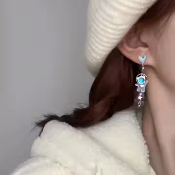 藍心小熊太空人&times;吊墜耳環