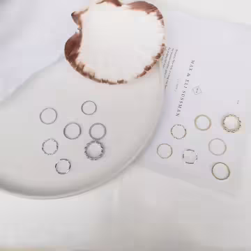 極簡金屬波堤×七套件戒指組×銀色