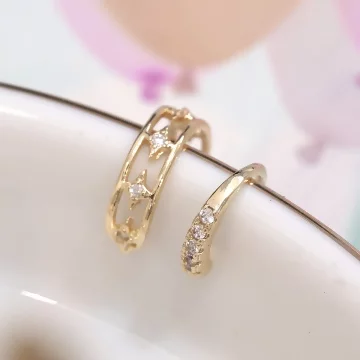 金色閃鑽星芒×二套件U型耳骨夾.avif