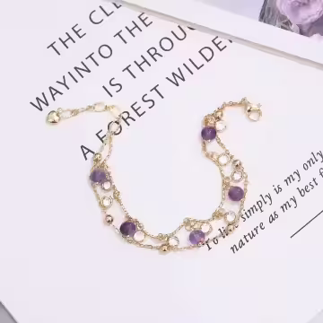 紫珠流蘇圓珠×雙層手鍊