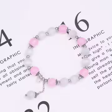 甜美粉紫系貓眼×固定式串珠手鍊×共二色