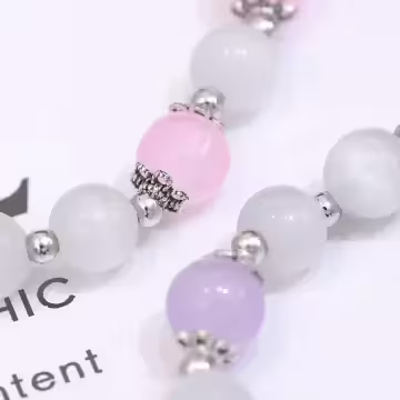 甜美粉紫系貓眼×固定式串珠手鍊×共二色