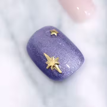 藍粉星月奇緣亮面×穿戴式手指甲片×二十四入