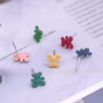 彩色小熊×單邊六套件耳環組