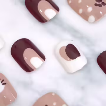 咖啡塗鴨貓咪亮面×穿戴式手指甲片×二十四入