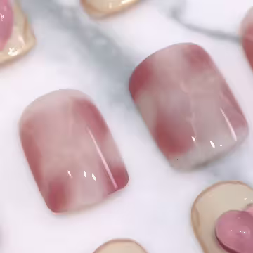 粉煙愛心小珍珠亮面×穿戴式手指甲片×二十四入