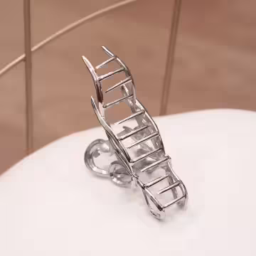 銀色領結珍珠×鯊魚夾