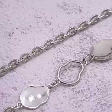 個性金屬貝殼×手機斜背雙勾掛繩×銀色