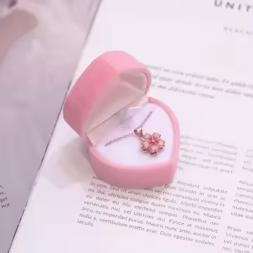 粉翼愛心&times;適用戒指/耳釘/項鍊/手鍊&times;絨布盒