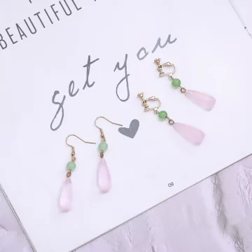 粉黛長水滴×吊墜耳勾.avif