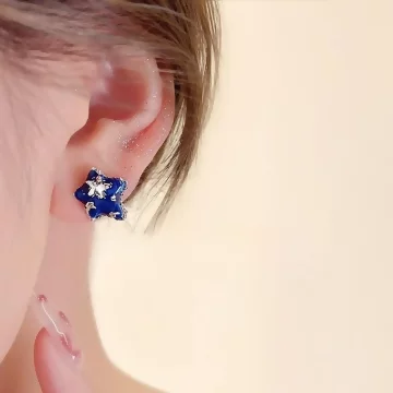 寶藍閃鑽星星×耳環.avif