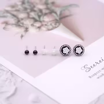 黑白玫瑰×三套件耳環組