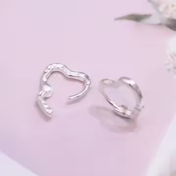 925銀針&times;肌理紋愛心&times;耳扣