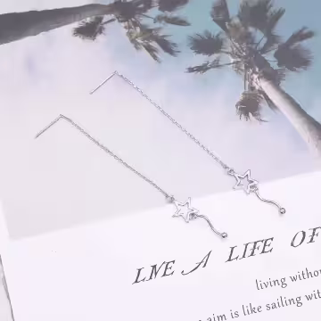 925銀針×星星流蘇小豆×耳線