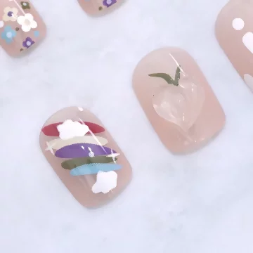 彩虹蜜桃小花亮面×穿戴式手指甲片×二十四入.avif