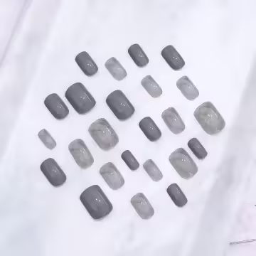 低調淺灰暈染亮面×穿戴式手指甲片×二十四入