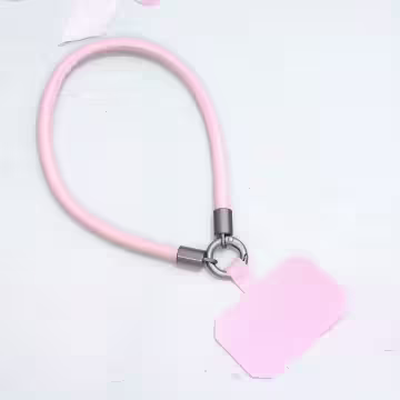 單色簡約皮革×手機腕帶掛繩×粉紅