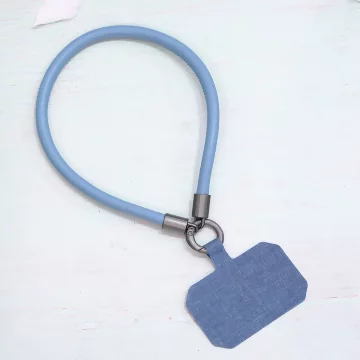 單色簡約皮革×手機腕帶掛繩×藍色.avif
