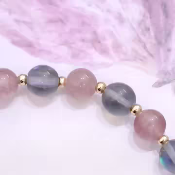 草莓灰晶石彎管垂珠×固定式串珠手鍊